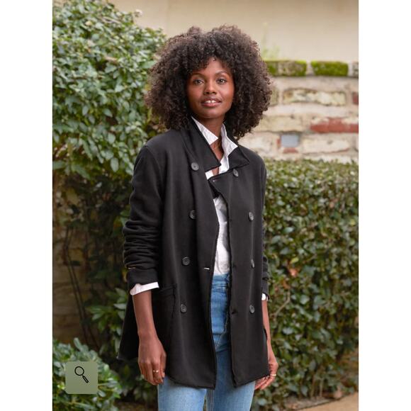 Frank & Eileen Belfast Sweatshirt Peacoat Size Large Black Cotton Jacket Fleece - Picture 1 of 12